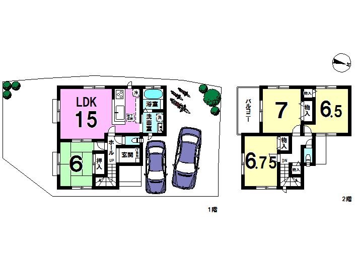 Floor plan. (E No. land), Price 21,800,000 yen, 4LDK, Land area 150.31 sq m , Building area 98.21 sq m