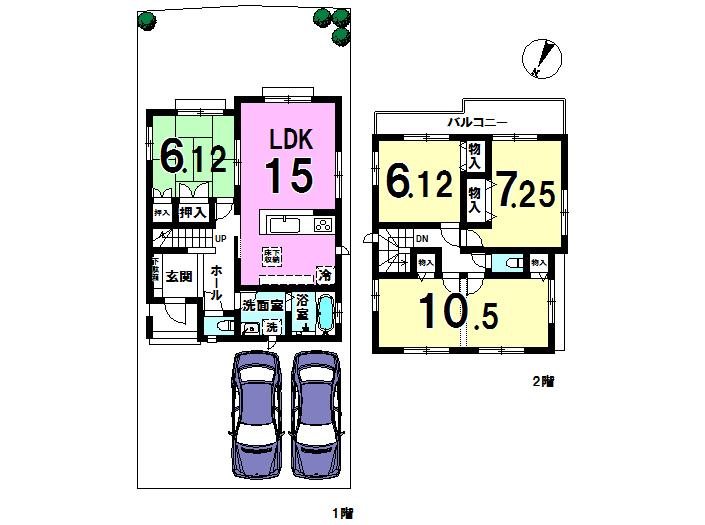 Floor plan. (H No. land), Price 20.8 million yen, 5LDK, Land area 150 sq m , Building area 104.74 sq m
