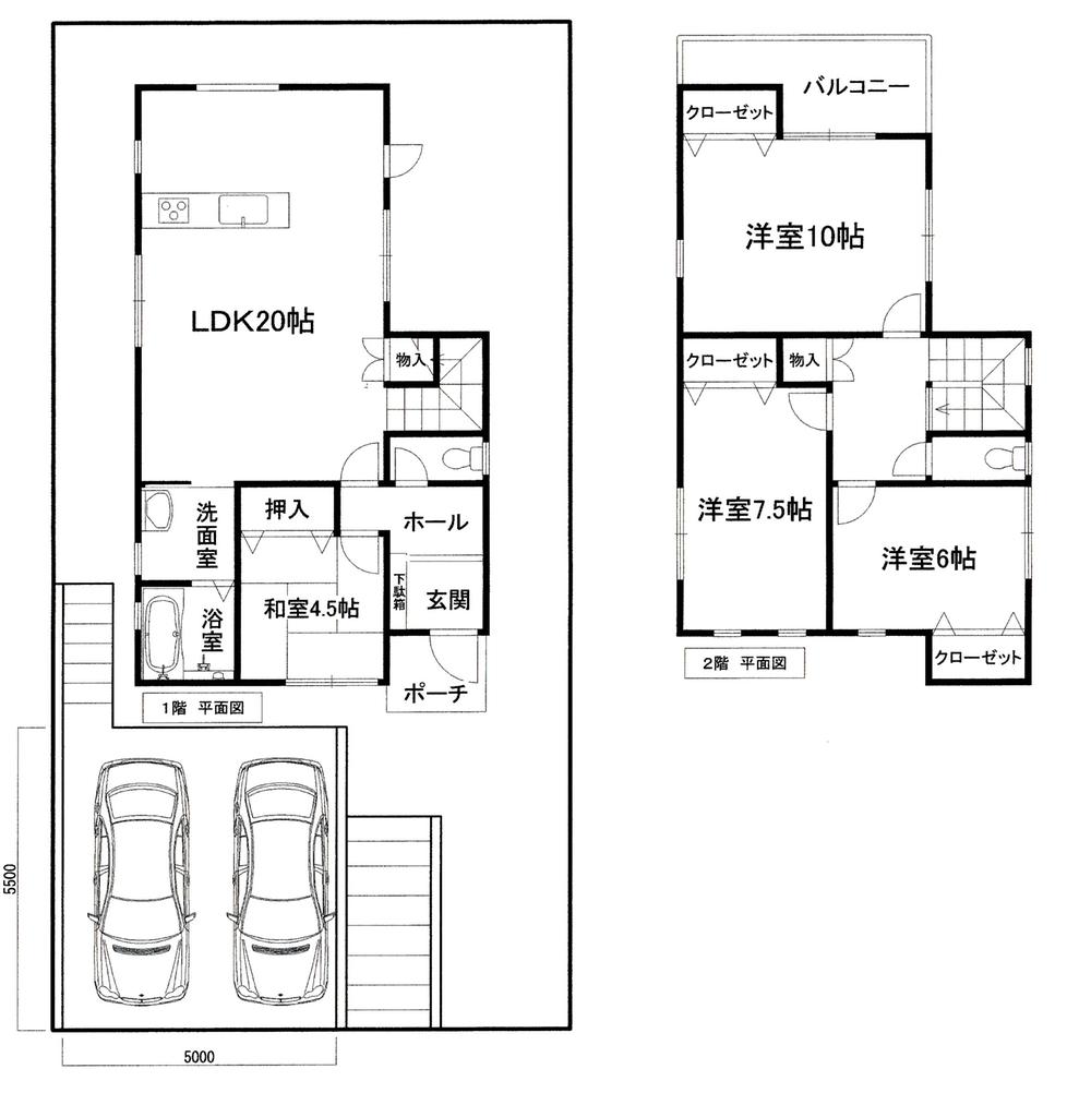 Building plan example (floor plan). Building plan example Building price 1,480 yen, Building area 113.29 sq m (all-electric, consumption tax ・ Exterior construction cost included)
