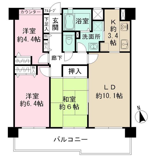 Floor plan. 3LDK, Price 26,800,000 yen, Occupied area 70.84 sq m , Balcony area 14.16 sq m