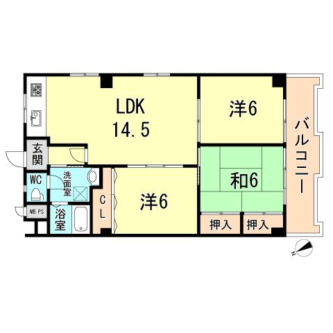 Floor plan. 3LDK, Price 13.8 million yen, Footprint 71.5 sq m , Balcony area 7.2 sq m