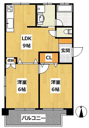 Floor plan. 2LDK, Price 7.8 million yen, Occupied area 48.13 sq m