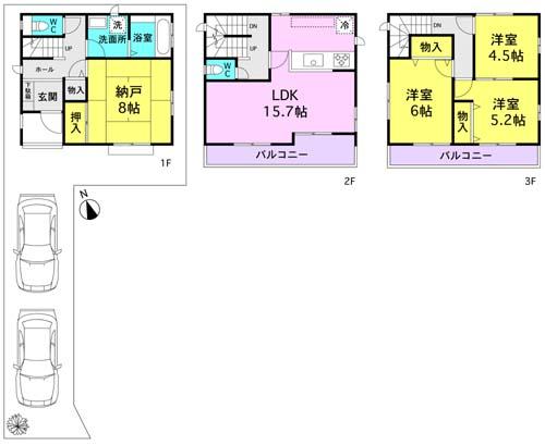 Floor plan. 41,500,000 yen, 4LDK, Land area 86.01 sq m , Building area 105.87 sq m