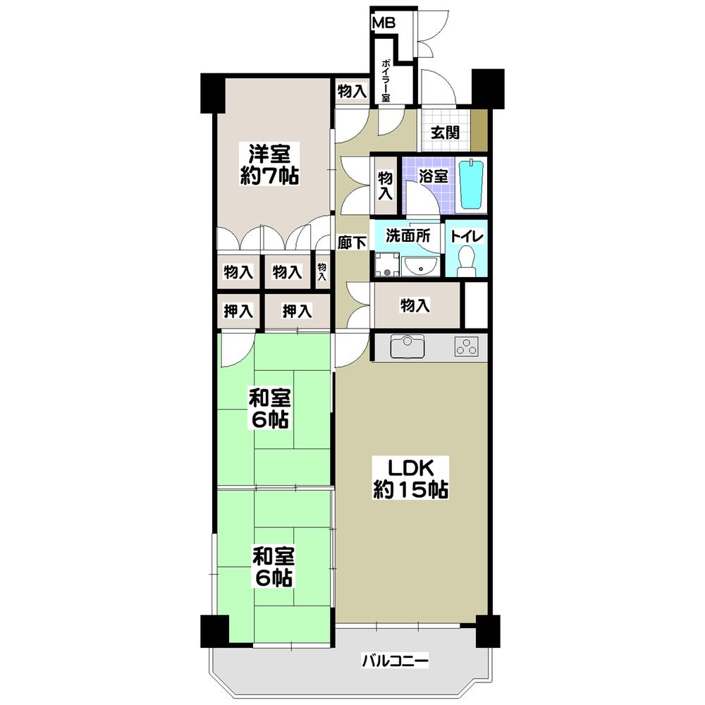 Floor plan. 3LDK, Price 17.8 million yen, Occupied area 83.48 sq m , Balcony area 9.16 sq m