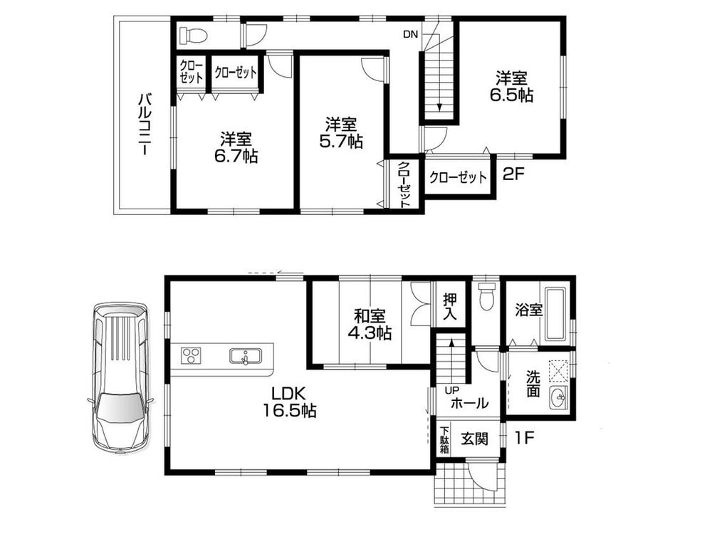 Floor plan. 37,800,000 yen, 4LDK, Land area 93.49 sq m , Building area 95.77 sq m