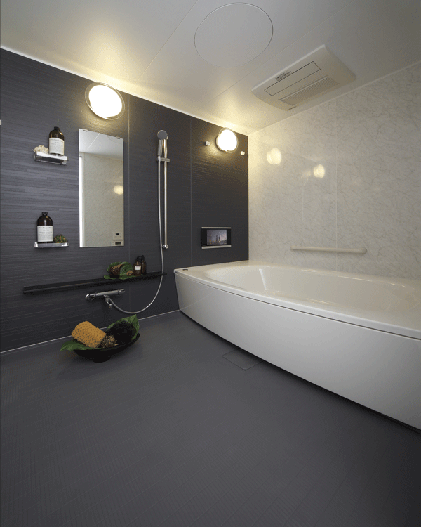 Bathing-wash room.  [Bathroom] Bathroom to spend comfortably the beginning or end of the day. Adopt a large bathroom of 1.8m × 2.2m size that surpass even the single-family dwelling unit. Big room is brings a great relaxation moments slightly (I-H type model room)