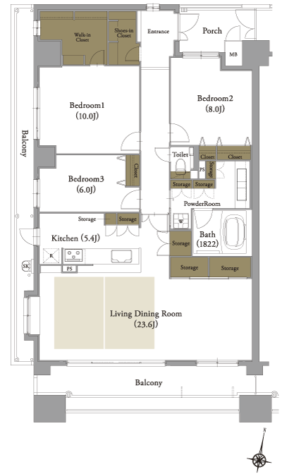 Floor: 3LDK, occupied area: 130.75 sq m, Price: 61.9 million yen
