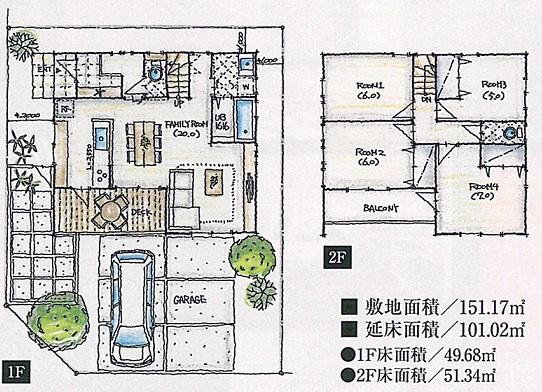 Other building plan example. 4LDK of garage two clear
