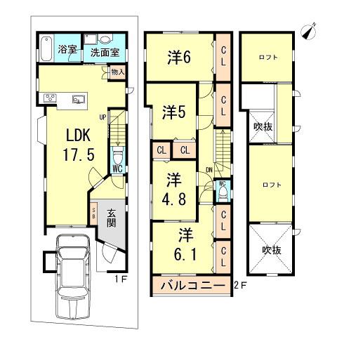 Floor plan. 42,800,000 yen, 4LDK, Land area 90.01 sq m , Building area 112.88 sq m