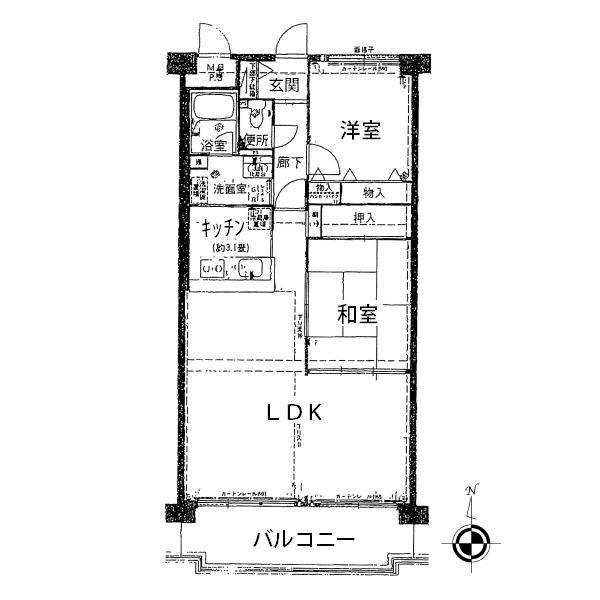 Floor plan. 2LDK, Price 16,900,000 yen, Occupied area 72.02 sq m , Balcony area 10.07 sq m