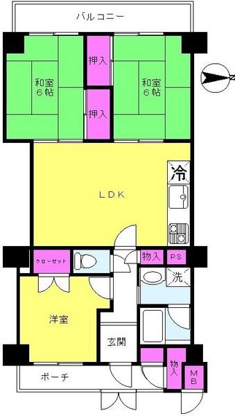Floor plan. 3LDK, Price 8.6 million yen, Occupied area 67.33 sq m
