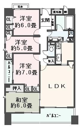 Floor plan. 4LDK, Price 41,800,000 yen, Occupied area 89.38 sq m , Balcony area 15.13 sq m