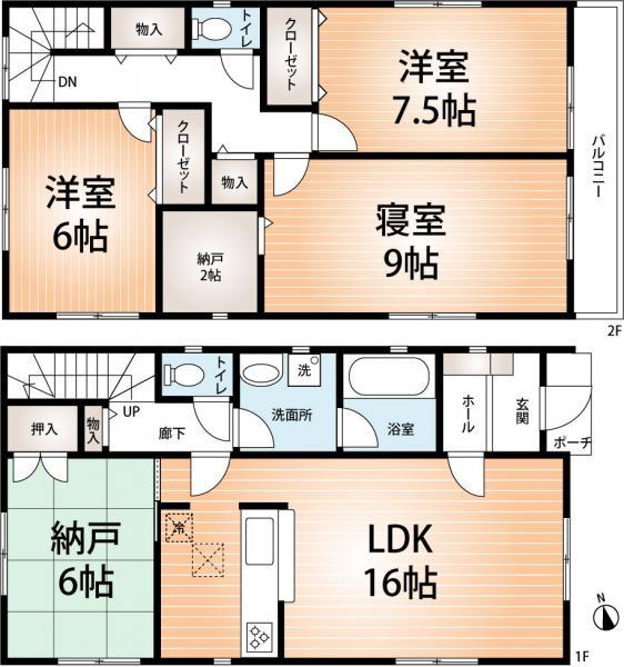 Floor plan. 33,800,000 yen, 4LDK+S, Land area 115.79 sq m , Building area 106.11 sq m
