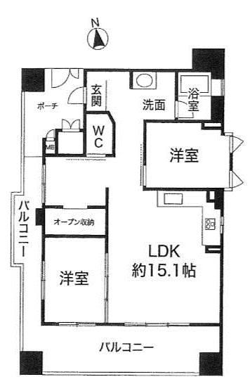 Floor plan. 2LDK, Price 44,800,000 yen, Occupied area 70.01 sq m , Balcony area 21.97 sq m