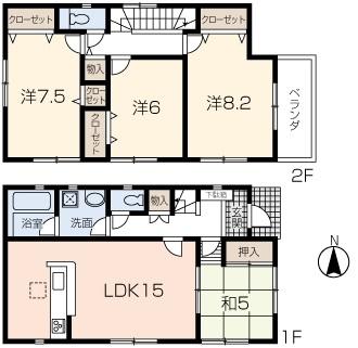 Floor plan. 23.8 million yen, 4LDK, Land area 148.47 sq m , Building area 98.01 sq m 1 Building Floor Plan