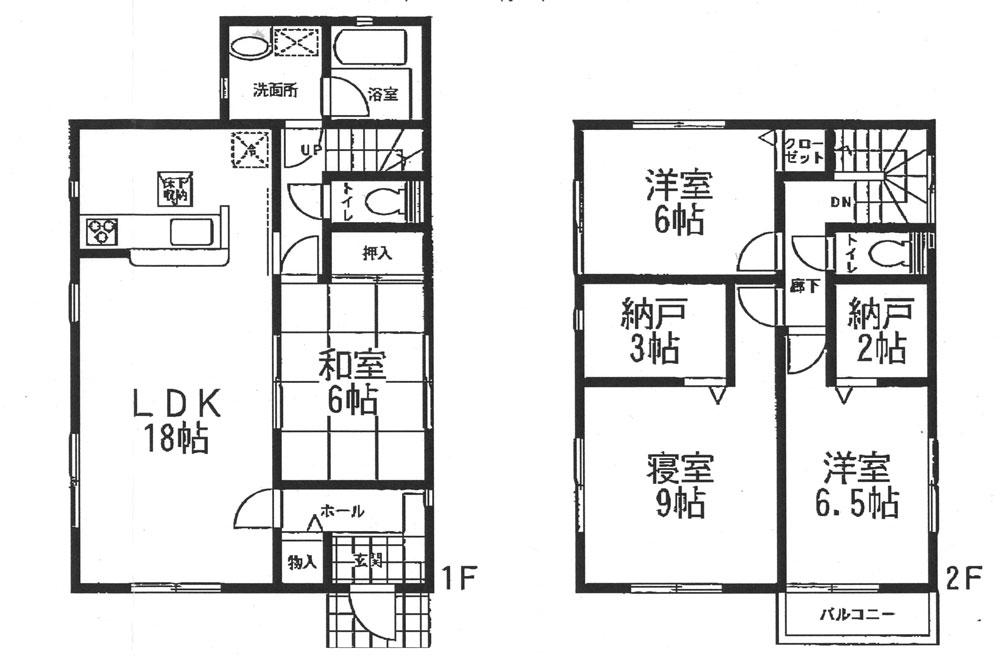 Floor plan. (1 Building), Price 22,800,000 yen, 4LDK, Land area 144.44 sq m , Building area 107.73 sq m