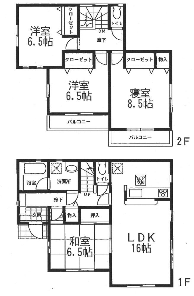 Floor plan. (Building 2), Price 22,800,000 yen, 4LDK, Land area 138.56 sq m , Building area 102.46 sq m