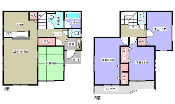 Floor plan. 21,800,000 yen, 4LDK, Land area 154.58 sq m , Building area 100.44 sq m example Loan monthly 65,807 yen