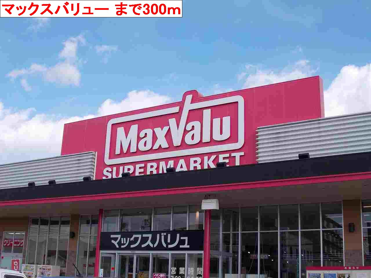 Supermarket. 300m until Makkusubaryu (super)