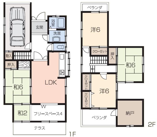 Floor plan. 9.8 million yen, 4LDK, Land area 118.35 sq m , Building area 121.3 sq m