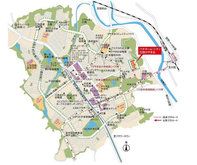 Local guide map. Commerce ・ education ・ Comfortable town to experience the goodness of the access park each other sound, "Mita Keyakidai"