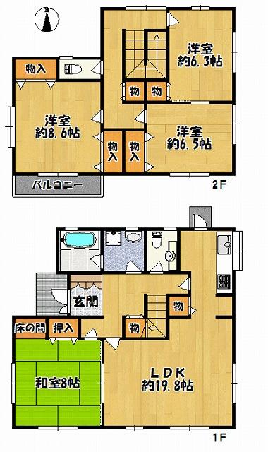 Floor plan. 28.8 million yen, 4LDK, Land area 241.82 sq m , Building area 123.33 sq m