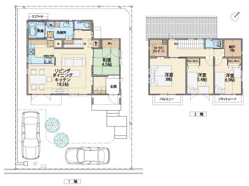 Building plan example (floor plan). Building plan example (22-67 No. land ・ Reference Plan) 3LDK + S, Land price 15,120,000 yen, Land area 182.5 sq m , Building price 22,980,000 yen, Building area 110.95 sq m