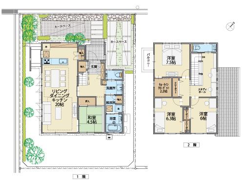 Floor plan. (22-18 No. land), Price 41,800,000 yen, 4LDK+S, Land area 181.04 sq m , Building area 122.93 sq m