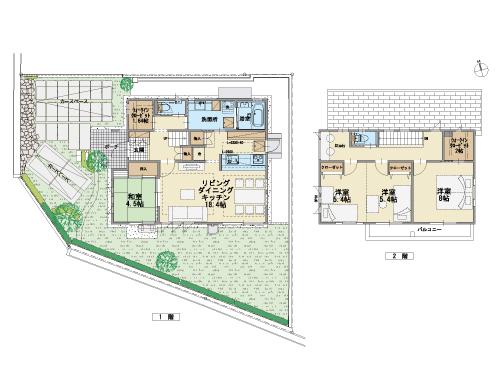 Floor plan. (22-104 No. land), Price 36,800,000 yen, 4LDK+2S, Land area 189.85 sq m , Building area 112.2 sq m
