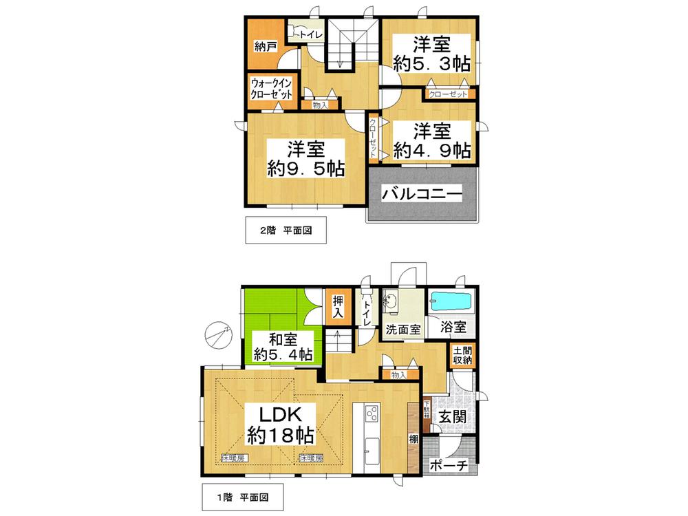 Floor plan. 38,800,000 yen, 4LDK + 2S (storeroom), Land area 219.99 sq m , Building area 117.95 sq m
