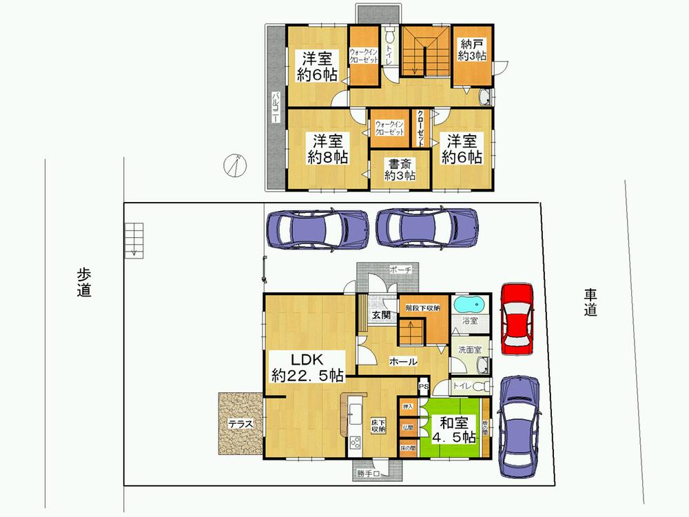 Floor plan. 37.5 million yen, 4LDK + S (storeroom), Land area 244.27 sq m , Building area 141.14 sq m