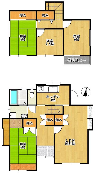 Floor plan. 25,800,000 yen, 4LDK, Land area 209.68 sq m , Building area 98.44 sq m