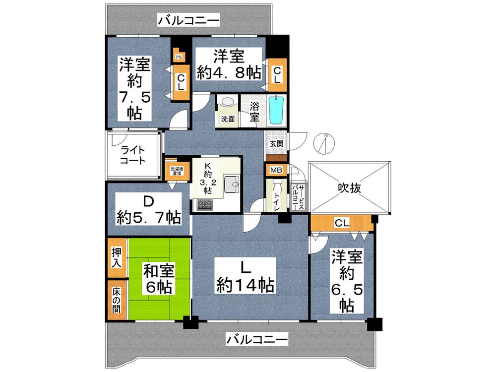 Floor plan. 4LDK, Price 16.8 million yen, Footprint 106.59 sq m , Balcony area 31.35 sq m