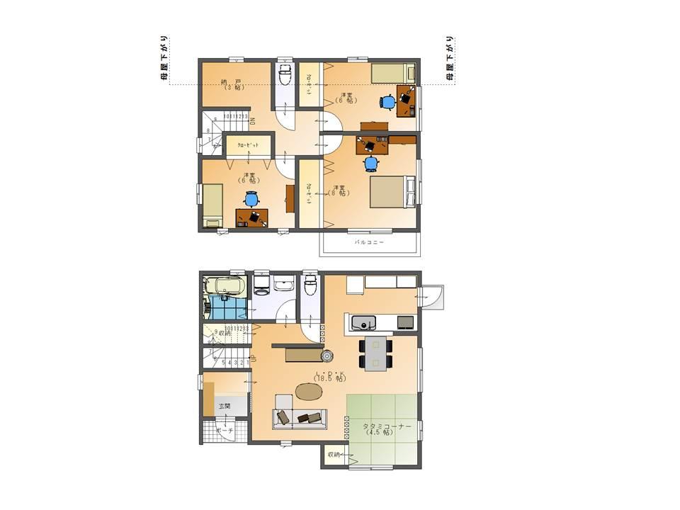 Floor plan. 34,300,000 yen, 4LDK, Land area 154.01 sq m , Building area 105.99 sq m