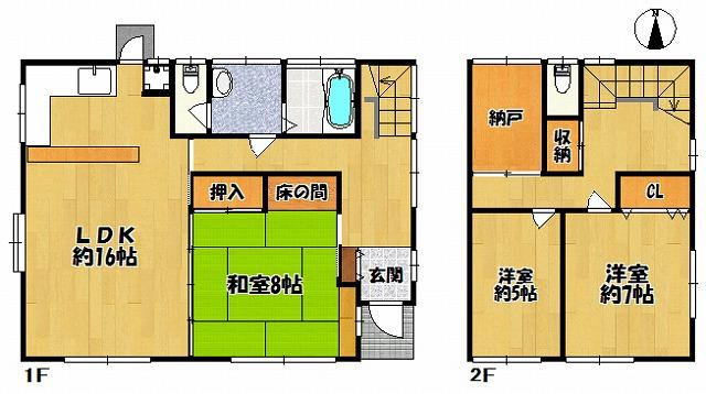 Floor plan. 19,800,000 yen, 3LDK + S (storeroom), Land area 208.37 sq m , Building area 128.44 sq m site (August 2013) Shooting