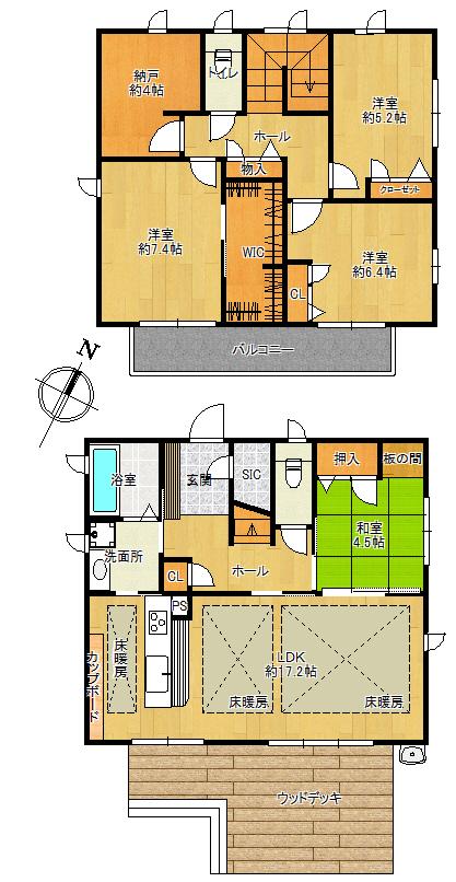 Floor plan. 35,800,000 yen, 4LDK + S (storeroom), Land area 185.53 sq m , Building area 113.8 sq m