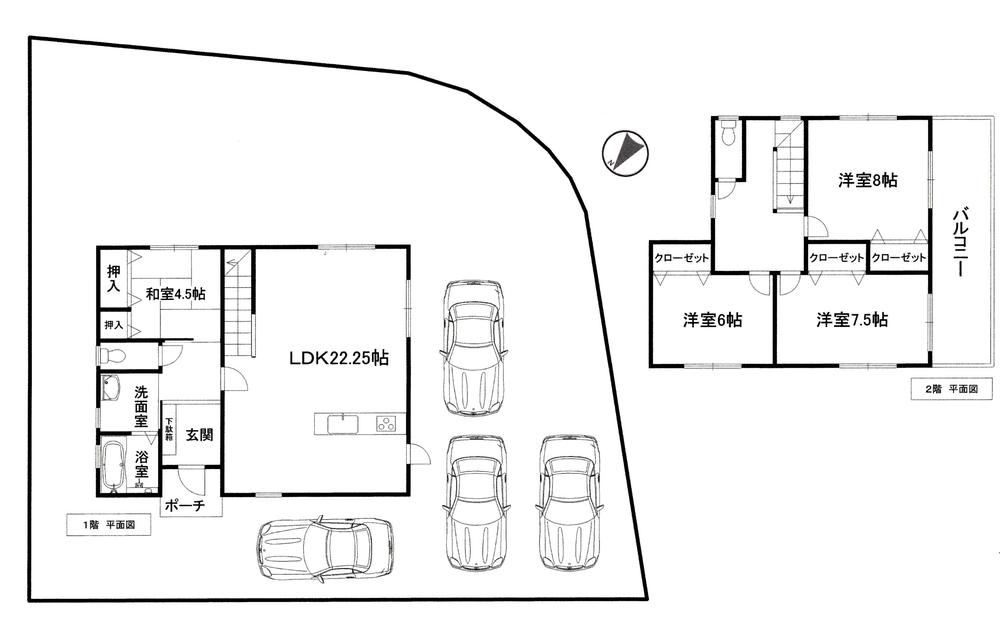 Compartment view + building plan example. Building plan example, Land price 6 million yen, Land area 264.55 sq m , Building price 15.8 million yen, Building area 119.24 sq m building floor area 119.24 sq m (36 square meters) 15.8 million yen consumption tax ・ Exterior construction cost included All-electric