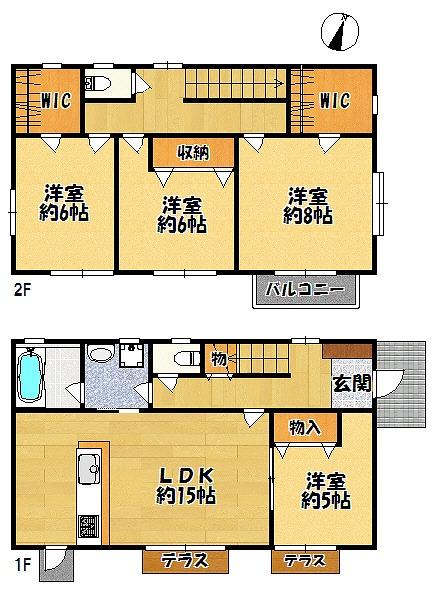 Floor plan. 6.8 million yen, 4LDK, Land area 209.77 sq m , Building area 104.34 sq m