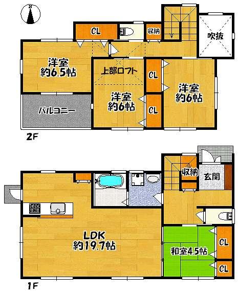 Floor plan. 35,800,000 yen, 4LDK, Land area 238 sq m , Building area 107.64 sq m