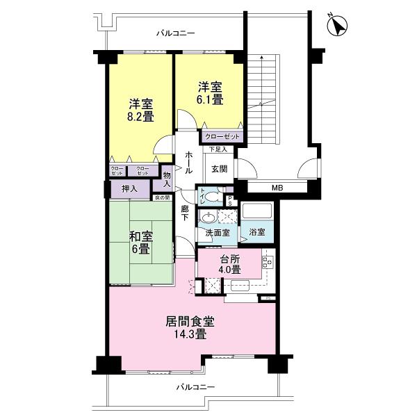 Floor plan. 3LDK, Price 14.8 million yen, Occupied area 83.47 sq m , Balcony area 20.17 sq m indoor (November 2013) Creating