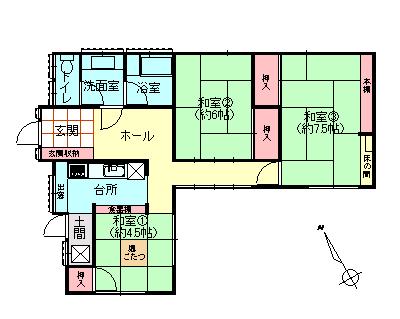 Floor plan. 3.8 million yen, 3K, Land area 905.13 sq m , Building area 71.87 sq m