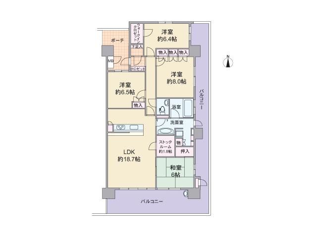 Floor plan. 4LDK, Price 28,900,000 yen, Footprint 106.47 sq m , Balcony area 45.62 sq m floor plan