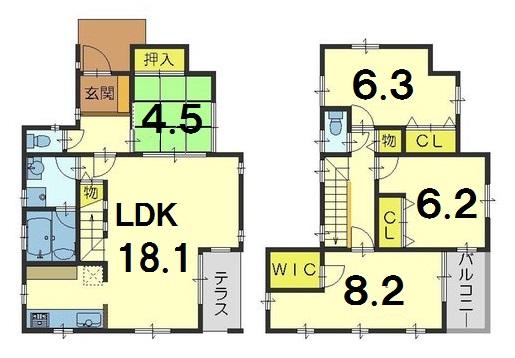 Floor plan. 34,800,000 yen, 4LDK, Land area 112.27 sq m , Building area 100.64 sq m floor plan