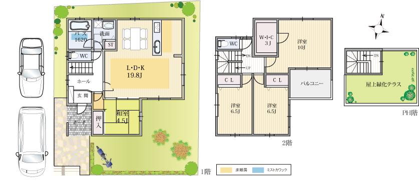 Floor plan. (No. 3 locations), Price 44,800,000 yen, 4LDK, Land area 199.48 sq m , Building area 64.59 sq m