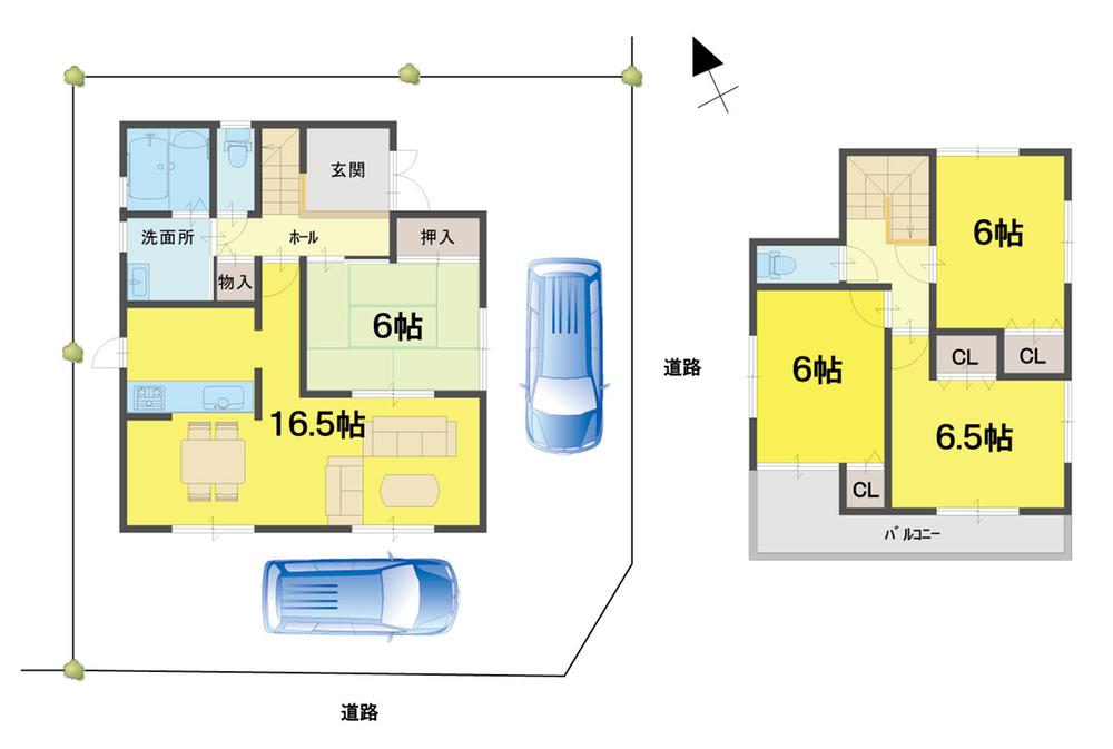 Floor plan. 37,800,000 yen, 4LDK, Land area 138.91 sq m , Building area 95.58 sq m car park 2 Taito south corner lot