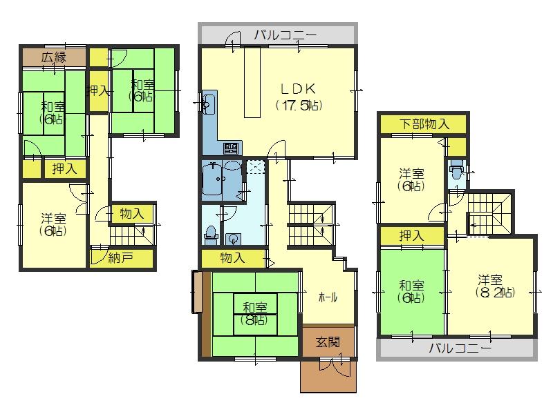 Floor plan. 37.5 million yen, 7LDK + S (storeroom), Land area 192.5 sq m , Building area 192.51 sq m
