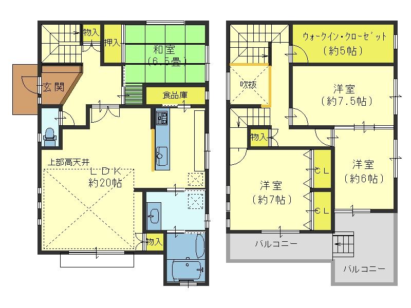 Floor plan. 58,800,000 yen, 4LDK, Land area 203.26 sq m , Building area 127.93 sq m