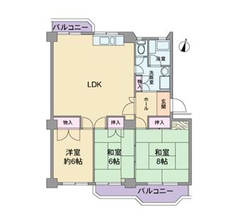 Floor plan. 3LDK, Price 5.9 million yen, Occupied area 83.52 sq m , Balcony area 9.3 sq m floor plan