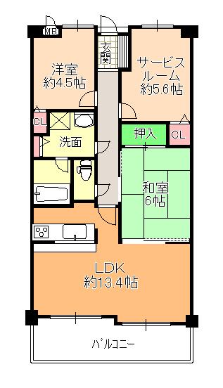 Floor plan. 2LDK + S (storeroom), Price 18.5 million yen, Occupied area 66.37 sq m , Balcony area 9.75 sq m