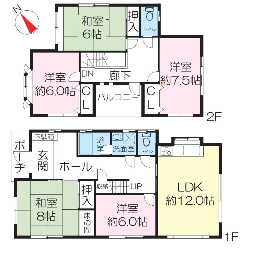 Floor plan. 19,800,000 yen, 5LDK, Land area 215.85 sq m , Building area 115.83 sq m